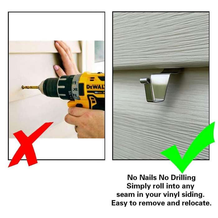 30 Pack Vinyl Siding Hook Hanger, No-Hole Needed Heavy Duty Vinyl Siding Clips for No Damage Hanging