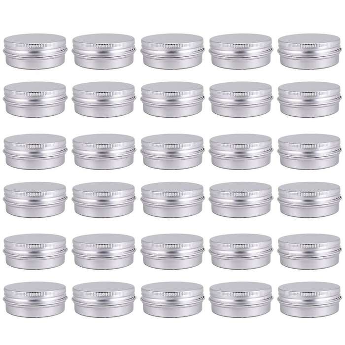 30 Pack Screw Top Lip Balm Tins Containers Lids (1oz)