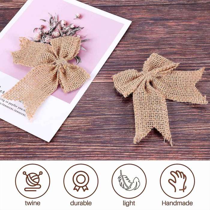 30 Pcs Burlap Bows Burlap Bow Knot Handmade Burlap for Christmas Decorate Tree Festival Holiday Part