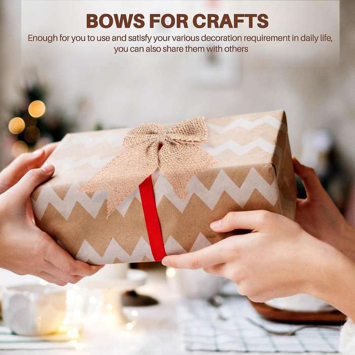 30 Pcs Burlap Bows Burlap Bow Knot Handmade Burlap for Christmas Decorate Tree Festival Holiday Part
