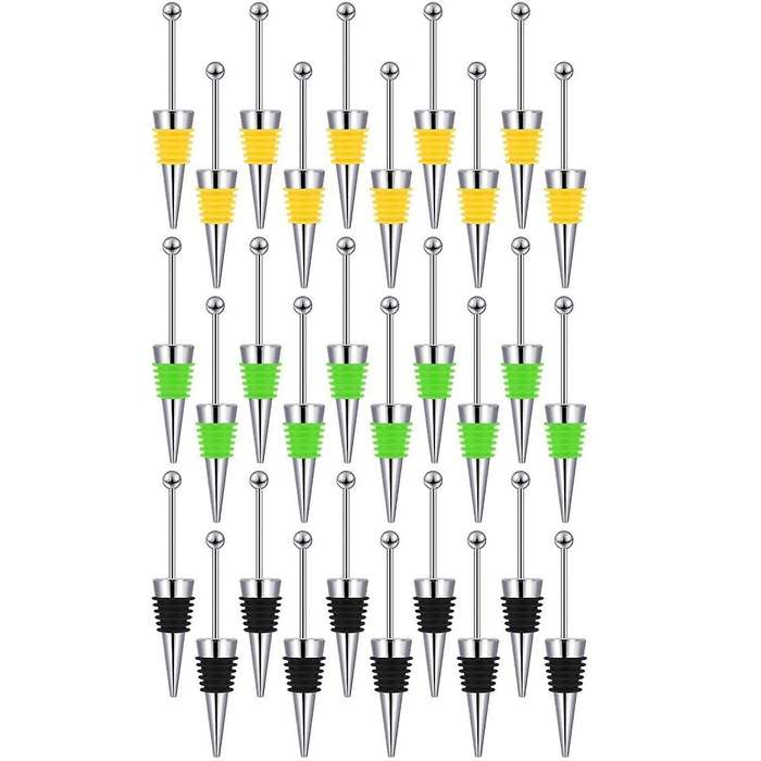 30 Pcs Beadable Wine Stoppers for Wine Bottles Decorative Beaded Wine Bottle Stopper for Beverage Gi