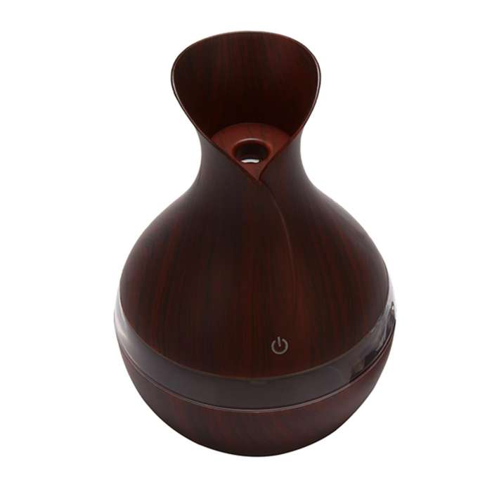 300 Ml Ultrasonic Air Humidifier Essential Oil Diffuser with Wood Grain 7 Color Changing Led Lights