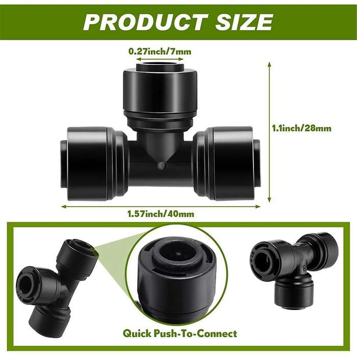 30Pcs 1/4inch Drip Irrigation Tee Connectors Irrigation Connectors for Drip Tube Quick Connect Drip