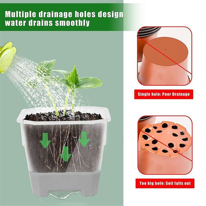 30packs Clear Nursery Pots with Silicone Base for Easy Transplant, Transparent Plastic Plant Pot Gre