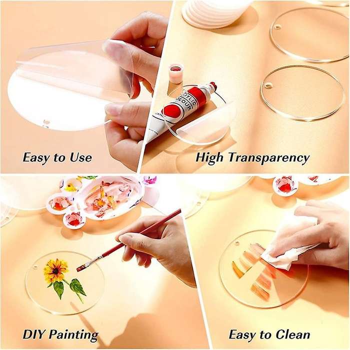 30pcs Acrylic Blanks 4 Inch,clear Acrylic Sheet with Hole,round Acrylic Blanks Disc,christmas Birth