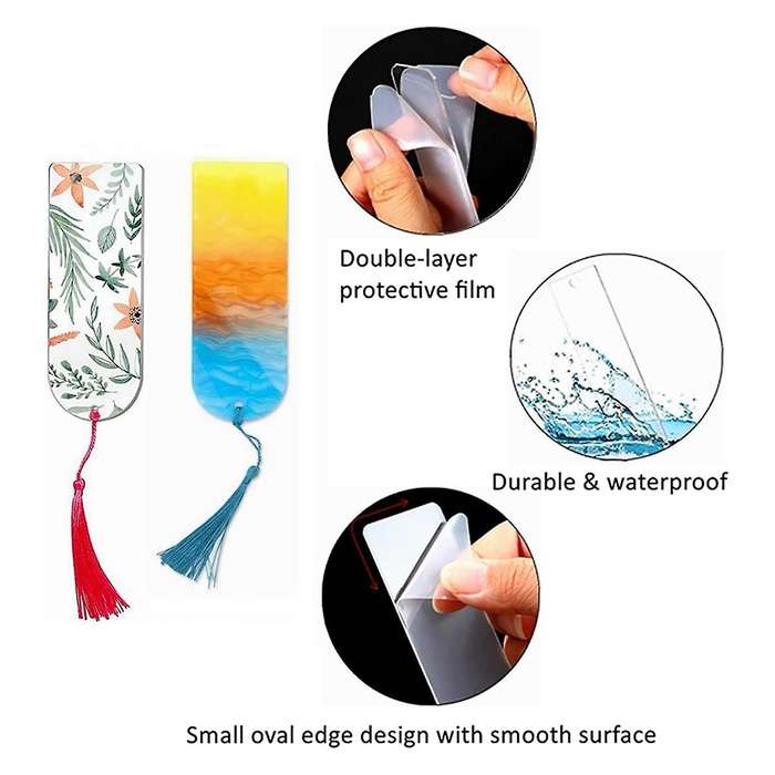 30PCS Acrylic Bookmark Blanks, Clear Acrylic Craft Bookmarks with Colorful Tassels, for DIY Crafts H