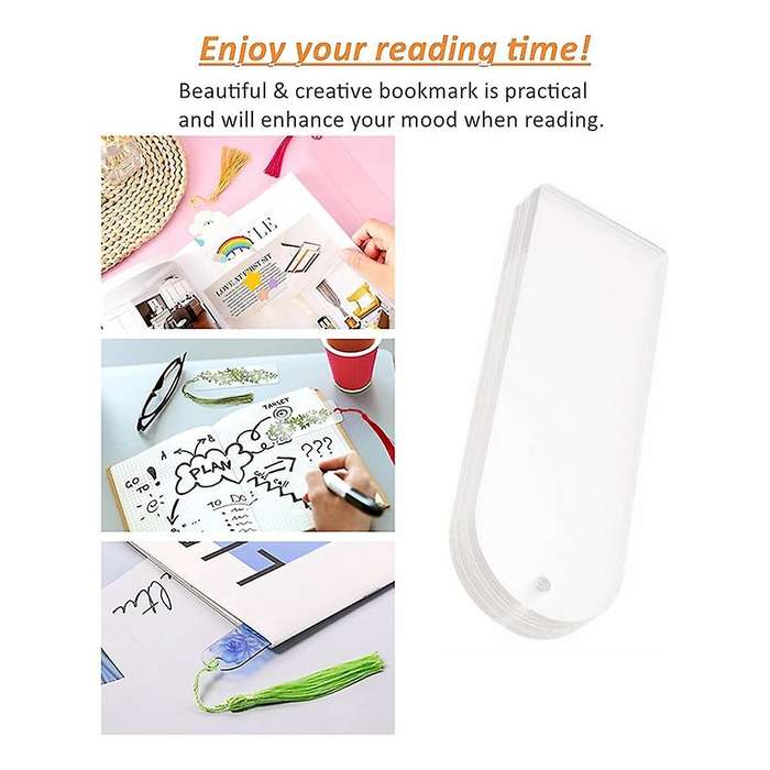 30PCS Acrylic Bookmark Blanks, Clear Acrylic Craft Bookmarks with Colorful Tassels, for DIY Crafts H