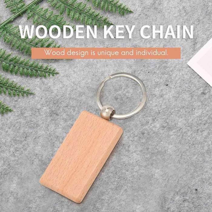 30Pcs Blank Wooden Key Chain Diy Wood Keychains Key Tags Can Diy Gifts