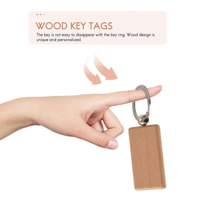 30Pcs Blank Wooden Key Chain Diy Wood Keychains Key Tags Can Diy Gifts