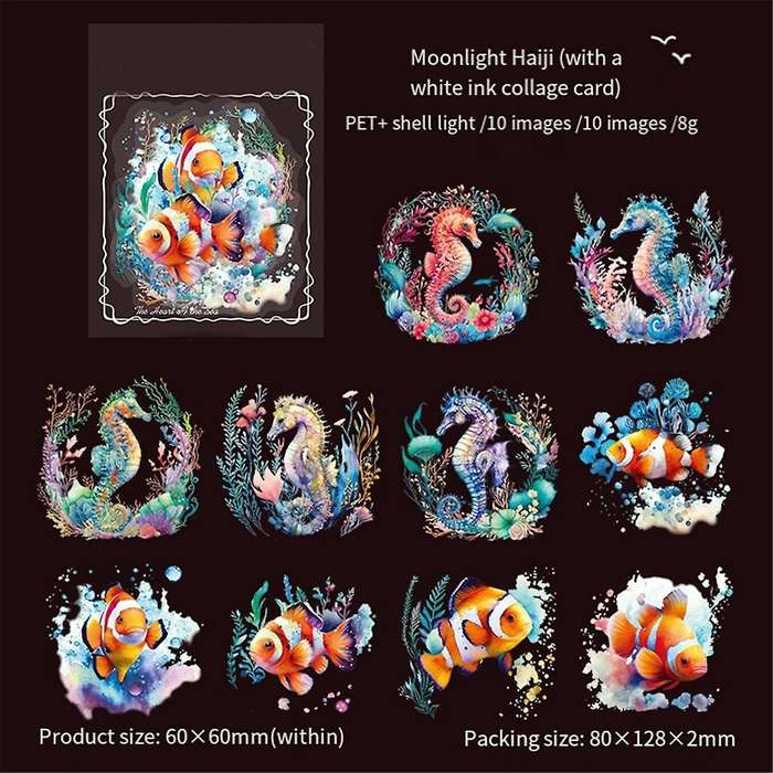 30Pcs Stickers for Girls Marine Animals Stickers, PET Waterproof Gold Holographic Outlines Vibrant C