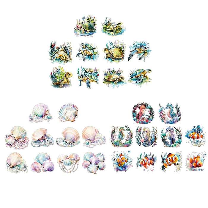 30Pcs Stickers for Girls Marine Animals Stickers, PET Waterproof Gold Holographic Outlines Vibrant C