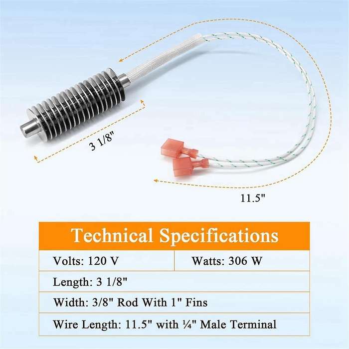 3-20-677200 Igniter for P68,XXV,P43,P61 Pellet Stove,17 Fin Igniter for Advance, 52i Pellet Stove