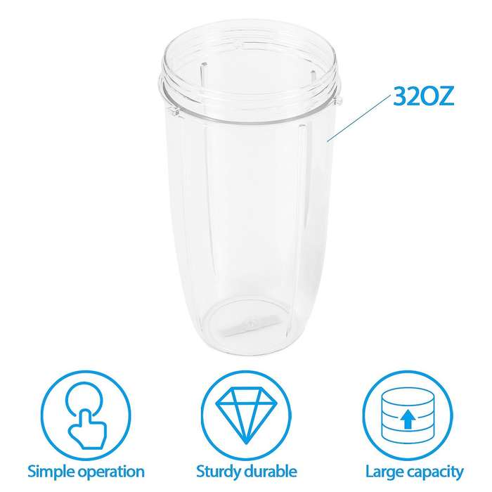32Oz Replacement Cups with Flip Top to Go Lid for 600W and Pro 900W Blender (2 Pack)
