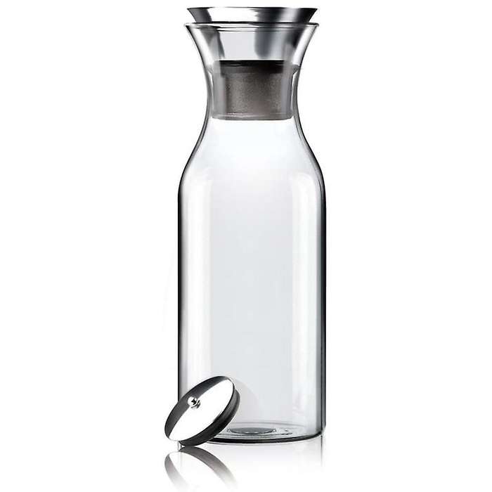 35 Glass Carafe with Stainless Steel Silicone Flip-top Lid - Glass Water Pitcher Fridge Ice Tea Mak