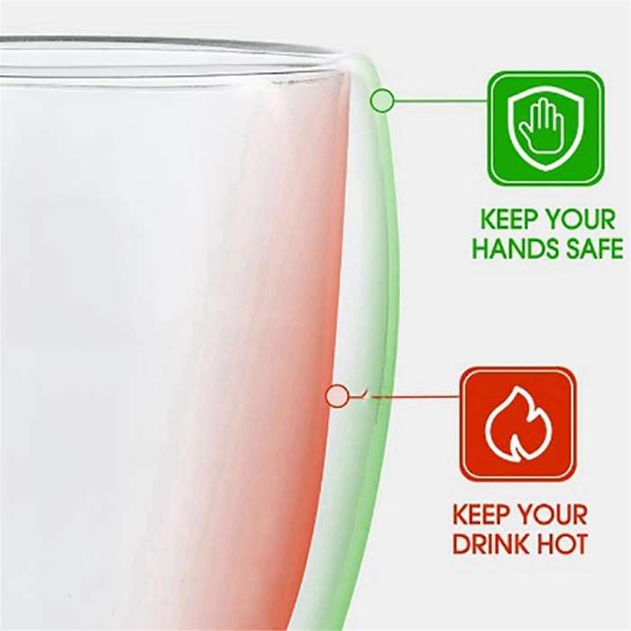 350ML Double Wall Glass Cup Transparent Handmade Heat Resistant Tea Drink Cup MINI Whisky Cup Coffee