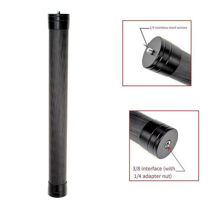 35CM Extension Rod Carbon Fiber Camera Extension Rod Self-Timer Pole Stabilizer for Extension Rod