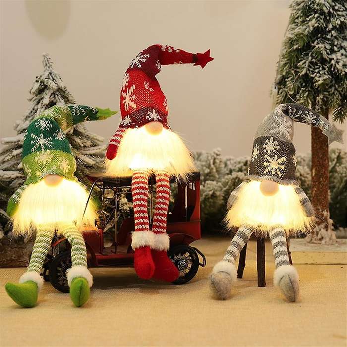35cm Glowing Gnome Christmas Decor Faceless Doll Night Light Home Navidad Natal 2024 New Year Childr