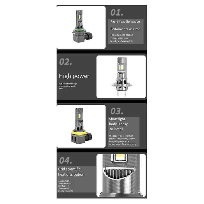 35W Power H11/H9/H8 Socket LED Bulb Car Headlight 6000K White Light 3800LM Mini LED Light Plug and P