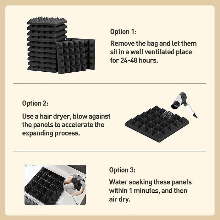36 Pack Pyramid Acoustic Foam,9.8x 9.8x 2 Inch Sound Proof Foam,sound Absorbing Panel for Wall,stud