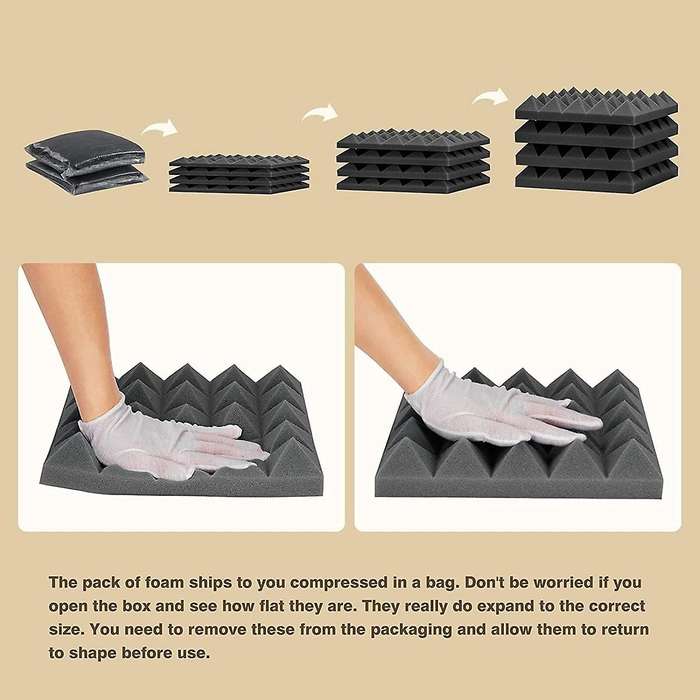 36 Pack Pyramid Acoustic Foam,9.8x 9.8x 2 Inch Sound Proof Foam,sound Absorbing Panel for Wall,stud