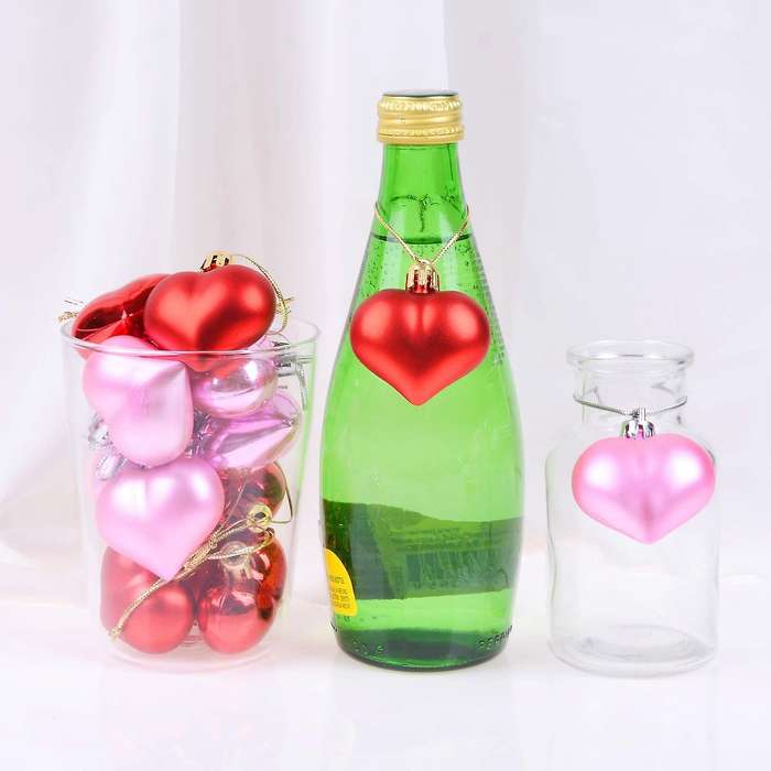 36 Pieces Heart Baubles Heart Valentine's Day Decorations Tree Baubles Heart Decor Ornaments for Ne