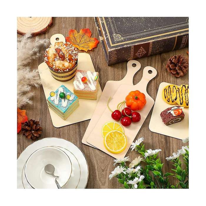 36 Pcs Wooden Mini Cutting Board with Handle Unfinished Wood Craft Mini Charcuterie Boards Paddle B