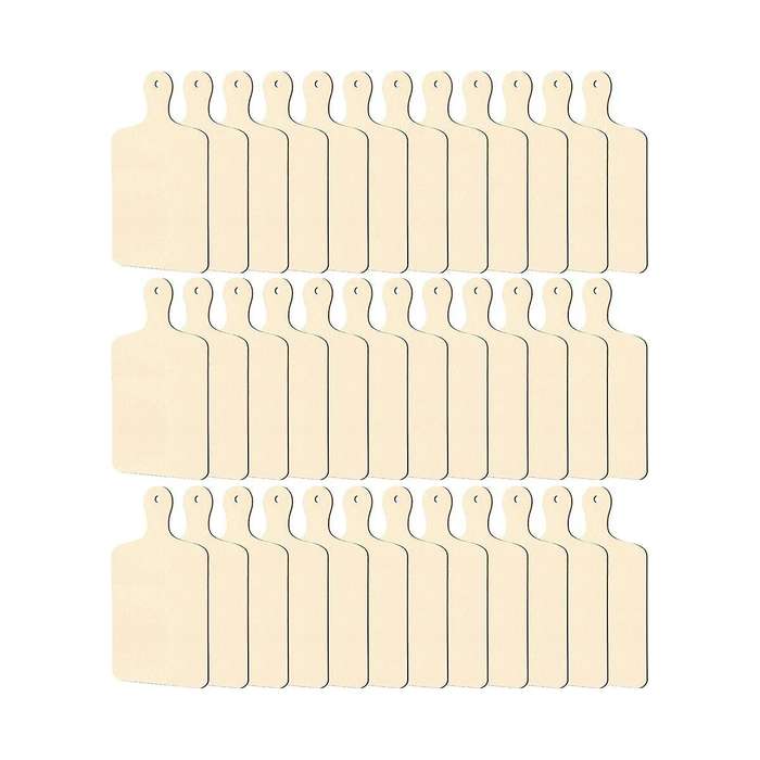 36 Pcs Wooden Mini Cutting Board with Handle Unfinished Wood Craft Mini Charcuterie Boards Paddle B