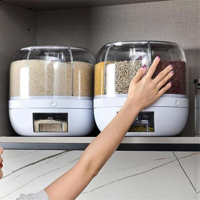 360 Rotating Grain Dispenser Grain Storage Box Transparent Sealed Jar Circular Kitchen Rice