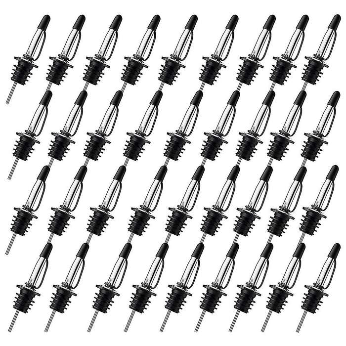 36Pack Liquor Pourers,Stainless Steel Pour Spouts for Bottles with Siamese Rubber Dust Caps,for 3/4i