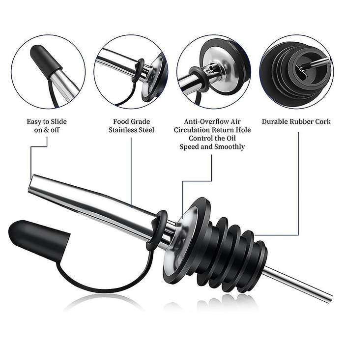 36Pack Liquor Pourers,Stainless Steel Pour Spouts for Bottles with Siamese Rubber Dust Caps,for 3/4i