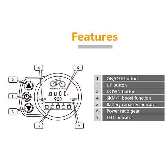 36v/48v Mountain Bike Modified Lithium Battery Power with Quantum Kt-led900 Meter 3 Pin Sm Connecto