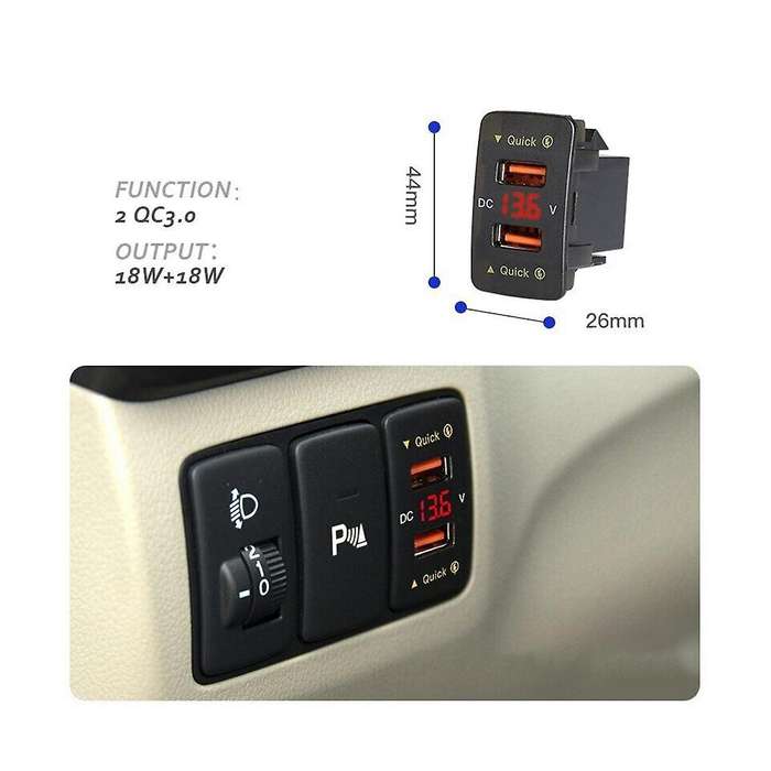 36w Car Charger Dual Usb Fast Charge Car Supplies Red Light