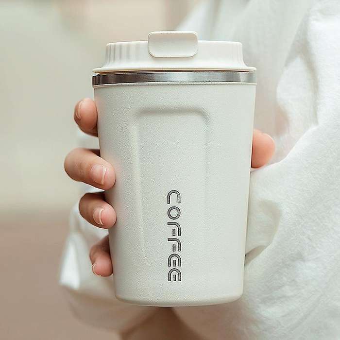 380ml Coffee Mug with Stirring Spoon Stainless Steel Portable Car Office Vacuum Flasks Water Cup-bl
