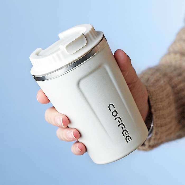 380ml Coffee Mug with Stirring Spoon Stainless Steel Portable Car Office Vacuum Flasks Water Cup-bl