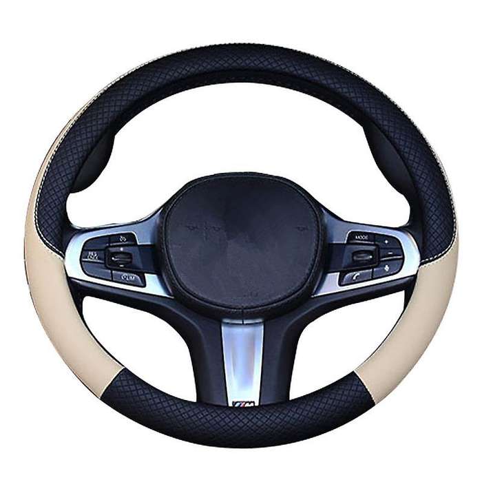 38cm Car Steering Wheel Cover, Universal Leather Steering Wheel Cover, Fit for All 99% Car Models Ac