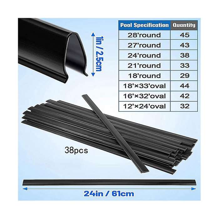 38pcs Coping Strips for Above Ground Pool Liners,swimming Pools Liner Clip Replacement Patch Kit Fo