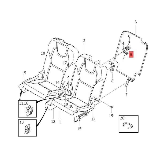 39826799 Rear Release Outer Handle Lever for XC90 2016-2023 2Nd / 3Rd Row Backrest Switch Release Pu