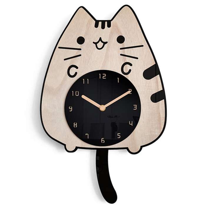 3D Cartoon Cats Wall Clock Home Decoration Children Room Decor Wagging Tail Quiet Quartz Digital Swi