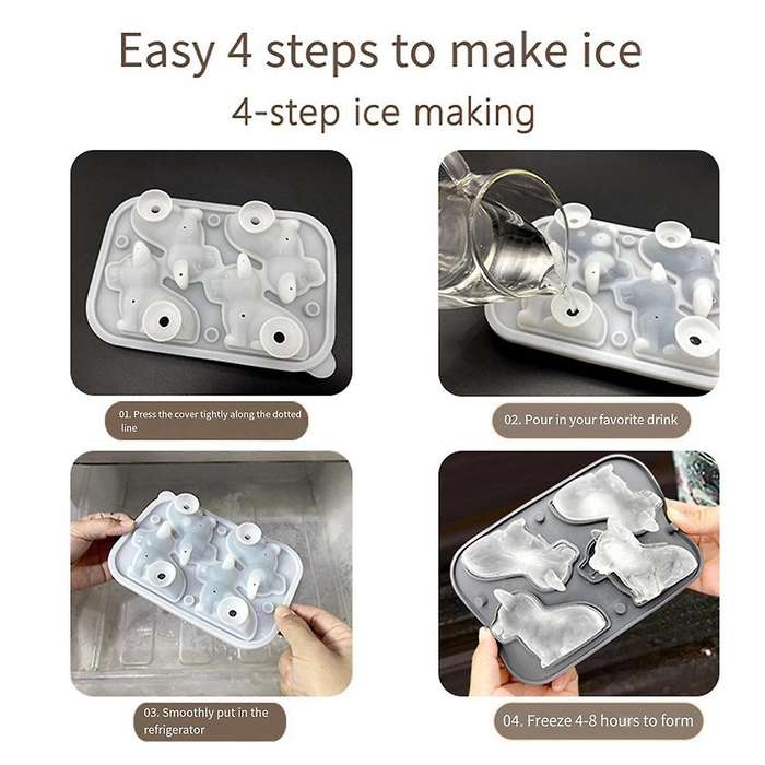 3d Dog Ice-cube Tray Fun Shapes, Cute Dog Ice Mold for Whiskey,cocktail,