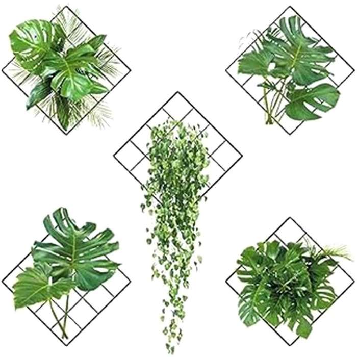3d Green Plant Wall Sticker, Tropical Plants In Pots Decal for Kitchen Bedroom Bathroom Door Window