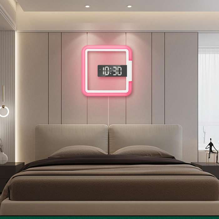 3D LED Digital Wall Clock Alarm Mirror Hollow Watch Table Clock 7 Colors Temperature Nightlight for
