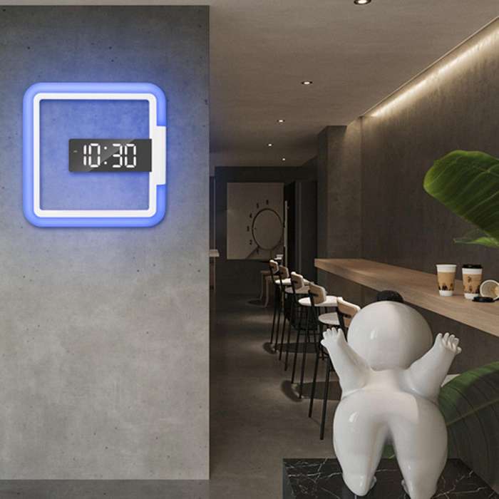 3D LED Digital Wall Clock Alarm Mirror Hollow Watch Table Clock 7 Colors Temperature Nightlight for