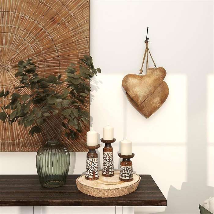 3d Metal Heart-shaped Decorative Bell with Hanging Rope Aged Brass Metal Bell
