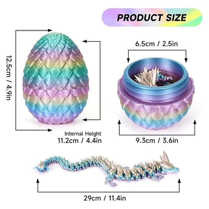 3D Printed Dragon Egg,Crystal Dragon Toys,Easter Eggs Dragon Crystal Dragon in Egg,Adults for Autism