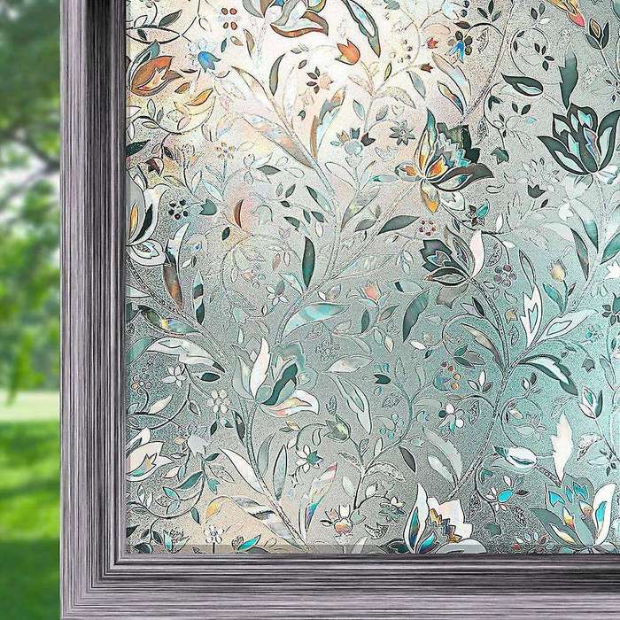 3D Rainbow Window Film Stained Glass Vinyl Static Non Adhesive Film Opaque Privacy Protective -60X20