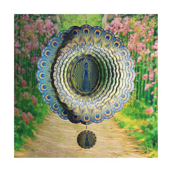 3d Rotating Wind Chime Outdoor Garden Metal Colorful Ornament for Garden Decoration