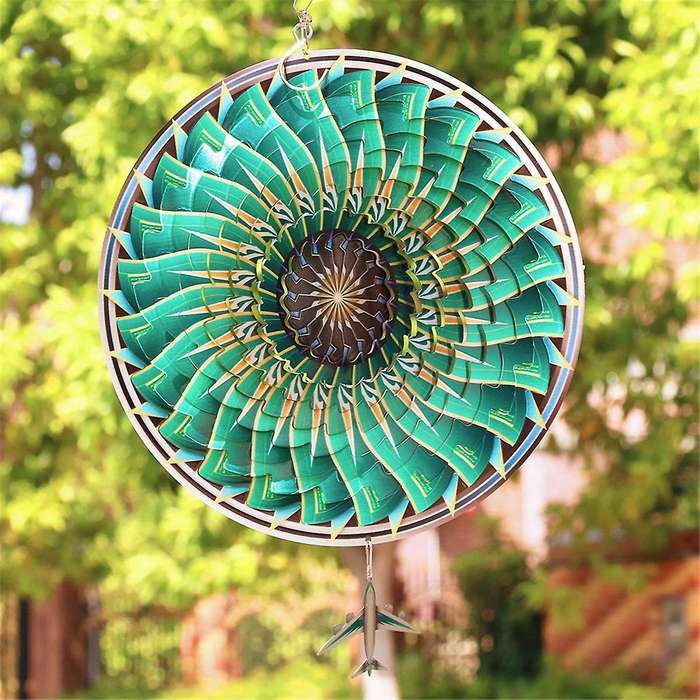 3d Wind Spinner 12inch Garden Laser Cut Hanging Wind Spinners Metal Kinetic Yard Art Deco Indoor/out
