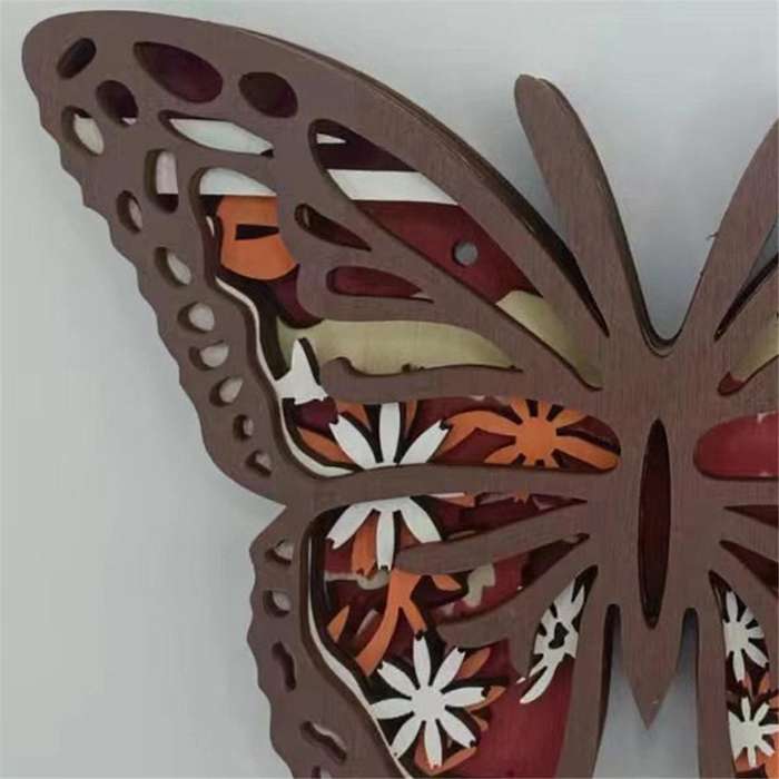 3d Wooden Animals Carving, Butterfly Cabin Decor Wooden Animal Statues Rustic Wall Decor Art for Hom