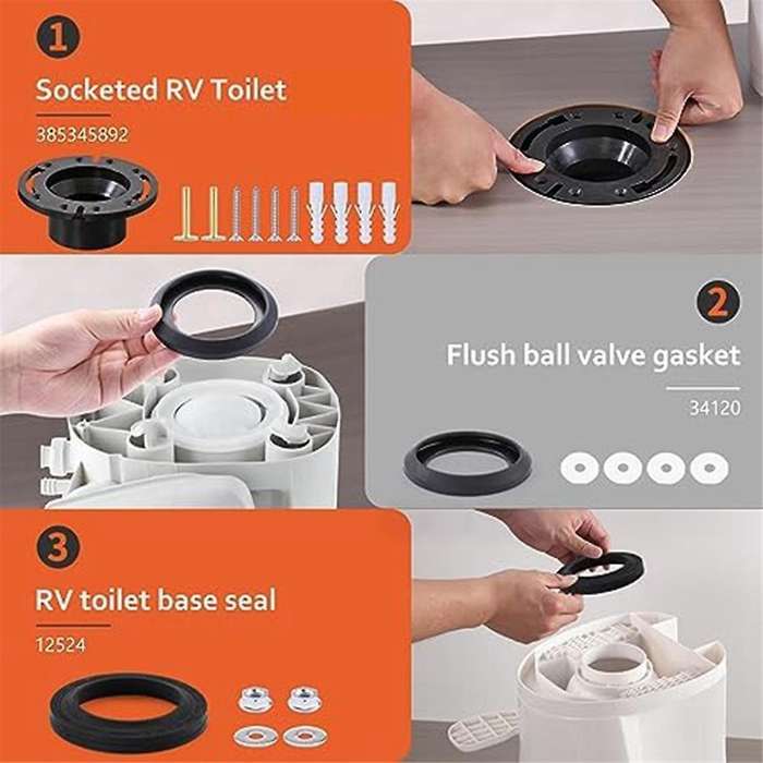 3-in-1 Combo Rv Toilet Seal and Flange Kit - Perfect Fit for Residence Models