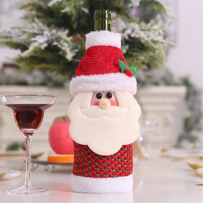 3Pack Christmas Wine Bottle Bags, Sweater Wine Bottle Cover Bags Wine Bottle Cover Cute Santa Reinde